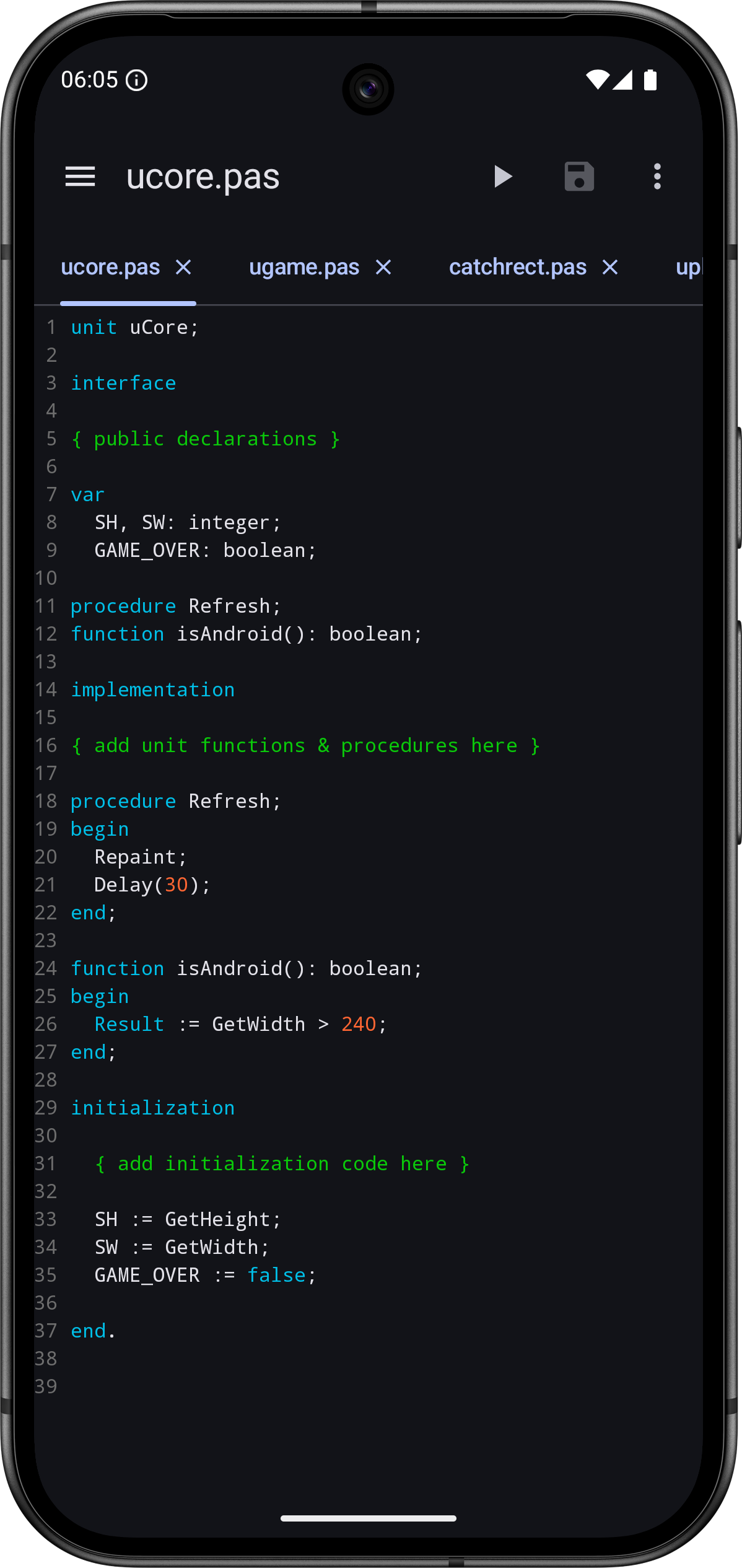 Pascal code editor