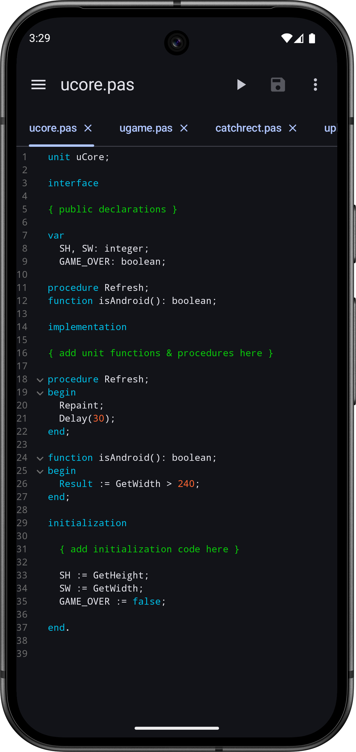 Pascal code editor
